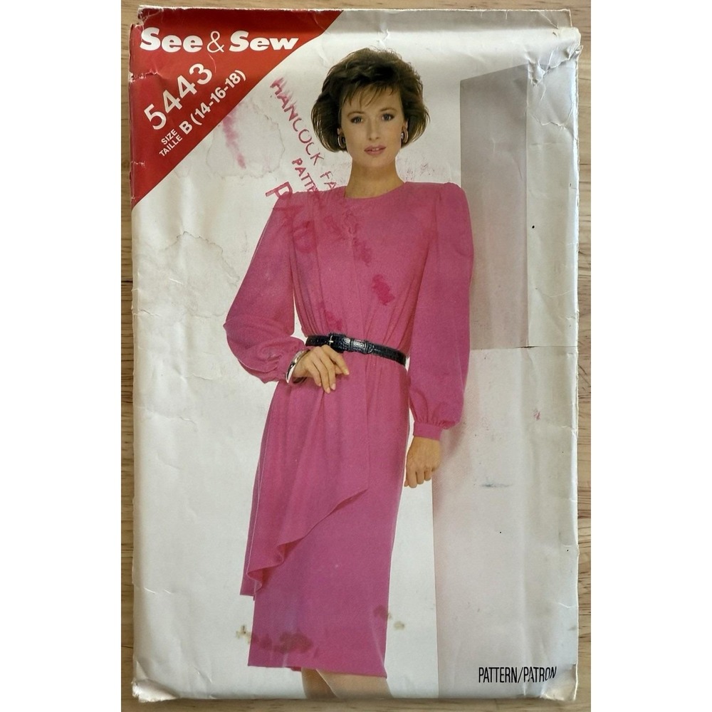 Butterick See & Sew Pattern 5443 Misses' Dress Size B 14 16 18 Cut‎ Complete